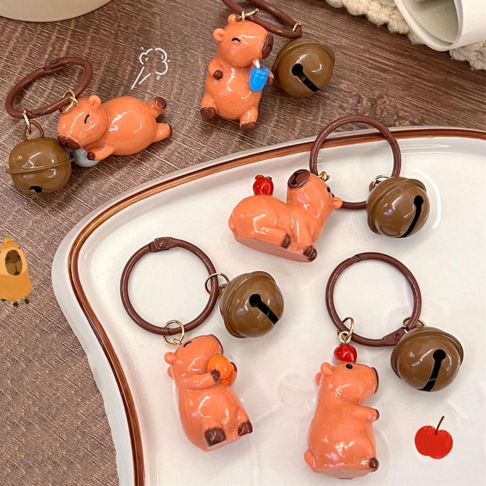 

Маленький колокольчик, брелок с капибарой, подвески, брелок с изображением капибары, сумка с капибарой, подвеска, чехол для наушников