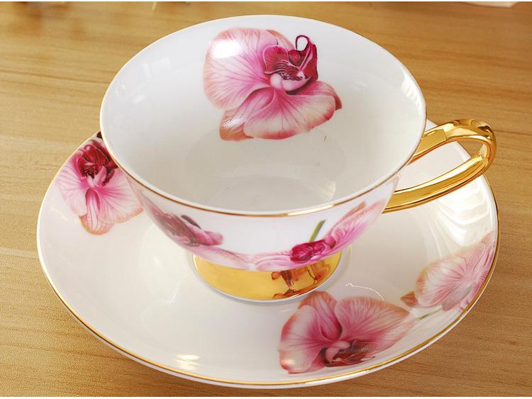 Zlacená evropská kostní porcelánová kávová a čajová sada s podšálkem