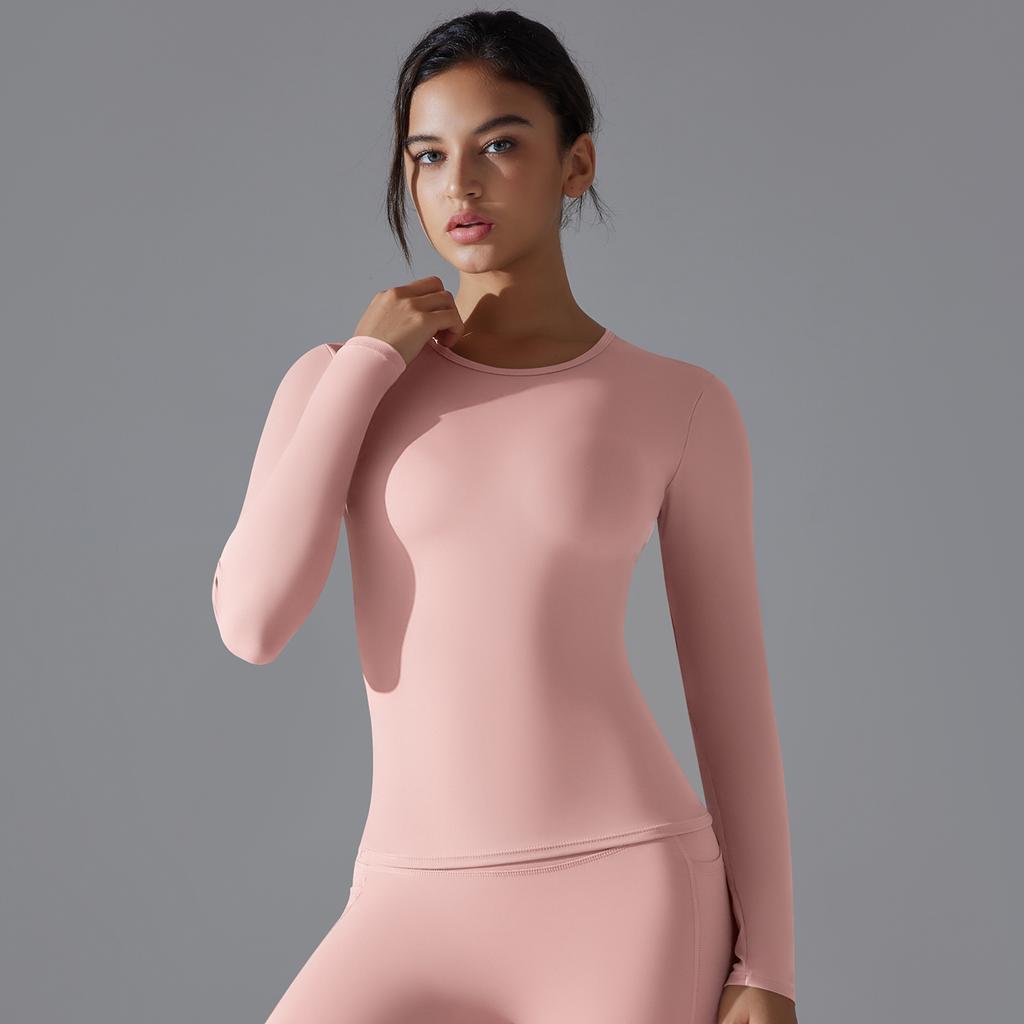 Auroth Long Sleeve Yoga Top Gym Sports Shirts Women Solid Color Running Shirts Slim Stretch Fitness Top