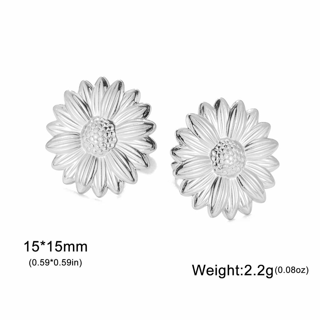 Flowers Stud Earrings Women Stainless Steel Gold Earring Trendy Daisy Cherry Blossom Jewelry Valentine Gift