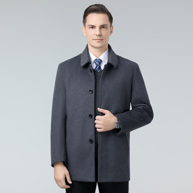 New Style Lapel Coat for Men In Autumn and Winter Business Casual Middle-aged Daddy Woolen Jacket Jacket