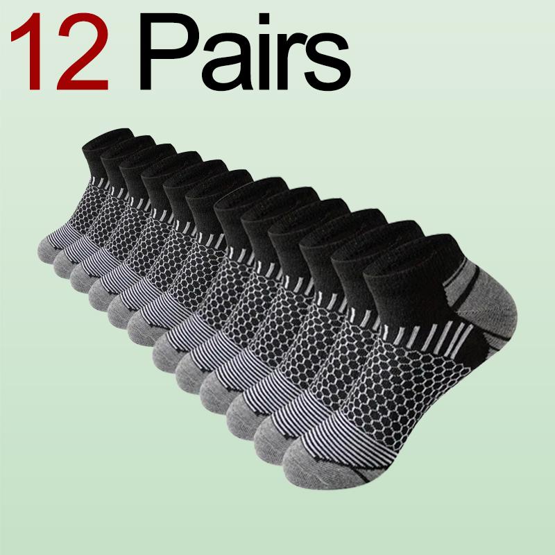 6/12 Pairs for Both Men Women Suitable Sports Low Top Socks Sweat Absorbing Breathable Thin Odor Proof Running Leisure Socks