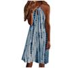 Ladies Sexy Fashion  Neck Sleeveless Tank Top Dot Stripe Print Dress