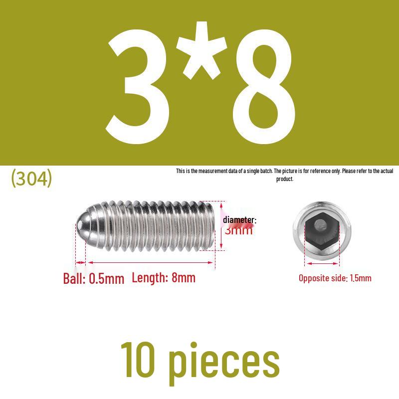 Stainless Steel Ball Plunger Set: M2.5-M16 Ball Screw Positioning Spring Plunger