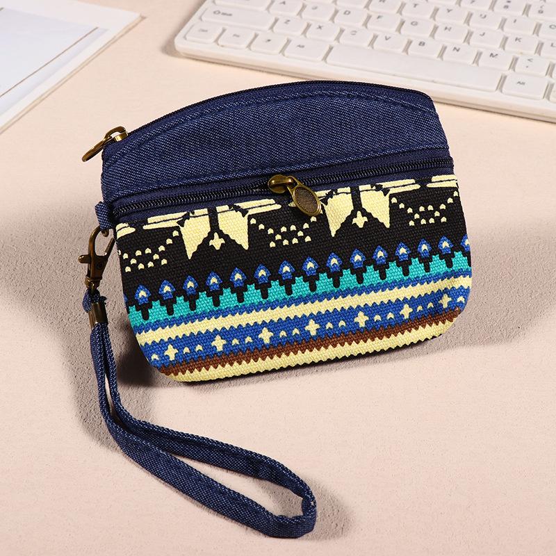 Kleine Geldbörse im Boho-Stil, Mini-Geldbörse, Münztasche, Blumendruck, wasserdicht, mit Reißverschluss, exquisites Geschenk für Frauen und Mädchen