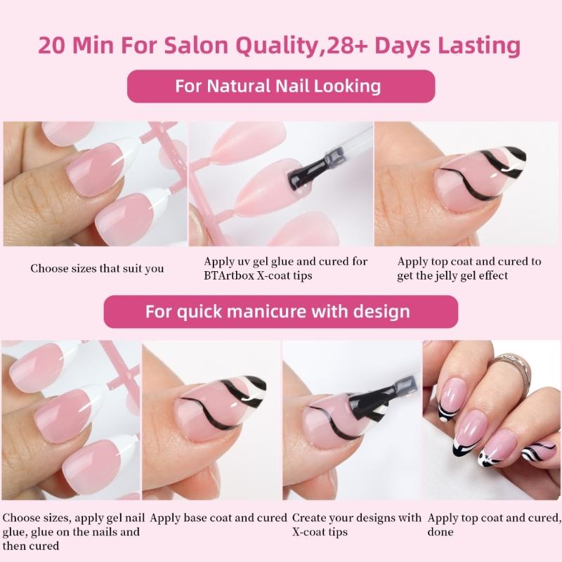 150 Pieces French Press On Nail Pre Applied Base Coat and Primer No Filing Needed for DIY Nail Art Salon Quality Nail