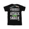 Star Wars Womens/Ladies The Mandalorian Protect Attack Snack Cotton Boyfriend T-Shirt