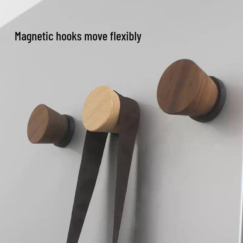 Black Walnut Magnetic Hook: No-Drill, Strong Hold for Clothes, Bags, Hats On Fridge or Door