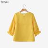 ZANZEA Camicetta Casual da Donna con Stampa Floreale, Girocollo, Manica 3/4