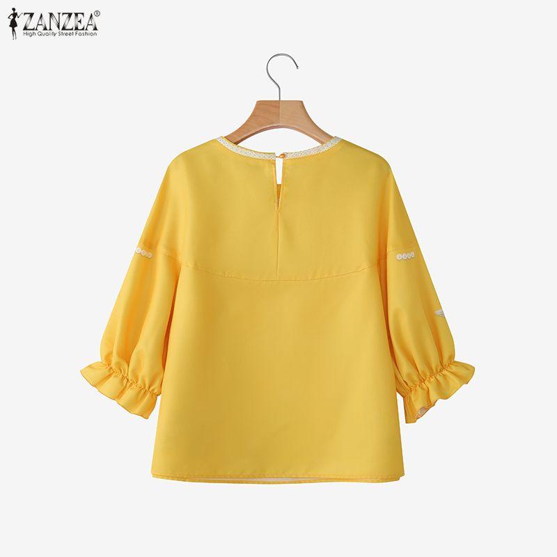 ZANZEA Camicetta Casual da Donna con Stampa Floreale, Girocollo, Manica 3/4