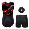 Mädchen Glitzernde Strasssteine Farbblock Gymnastik-Leotard Rundhalsausschnitt Ärmellos Tanz Eiskunstlauf Outfit