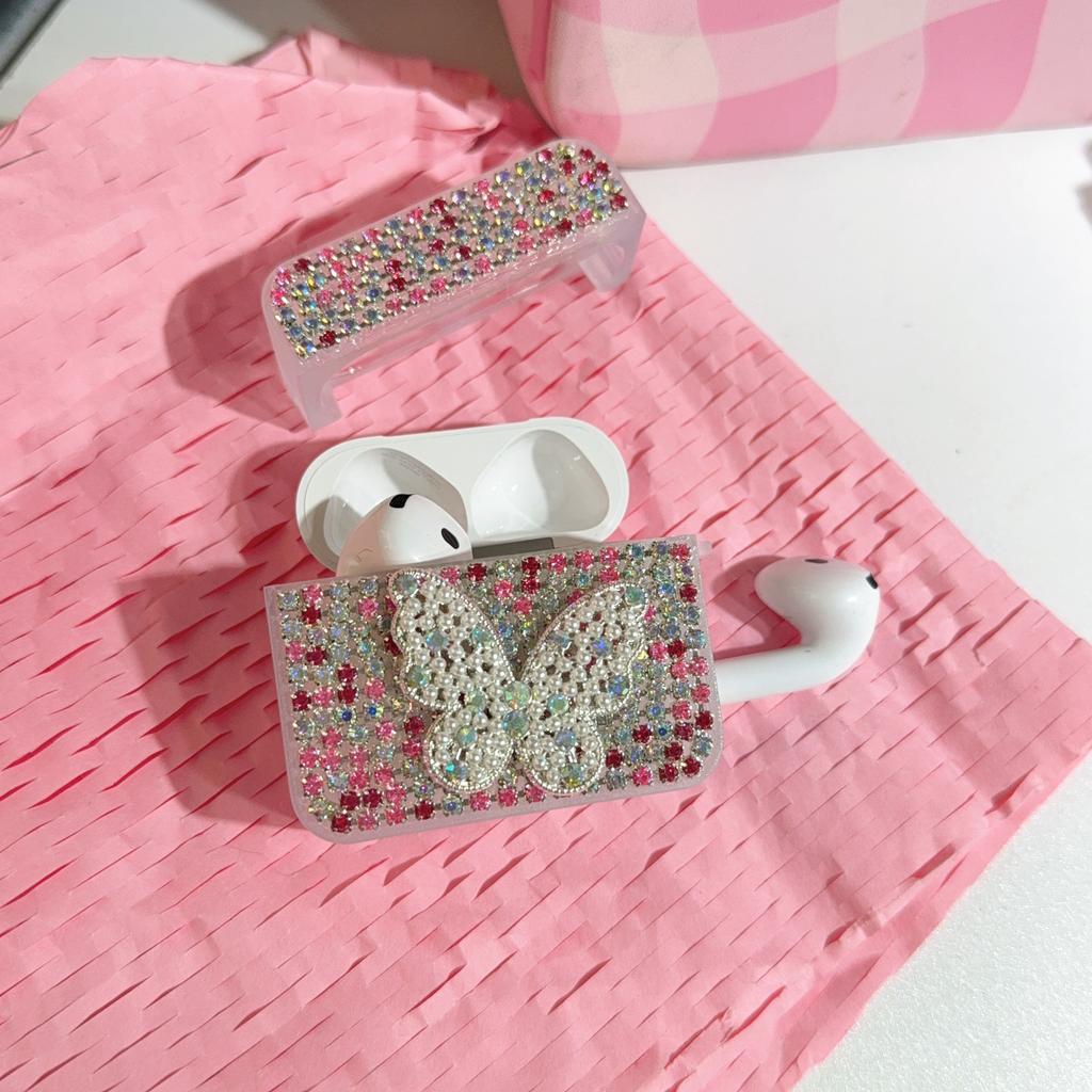 Plastic Glitter Diamond Butterfly Cute Kitty Case for for 1 2 3 4 Pro 2 Shockproof Dirt-Resistant Wireless Earphone