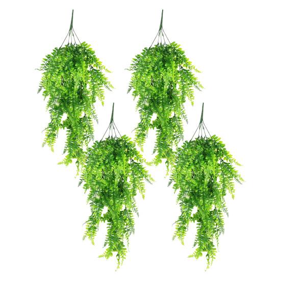1/2/3/4/6Pcs Hanging Artificial Fern Plants UV Resistant Realistic Faux Greenery Indoor Outdoor Garden Yard Plastic Plants Fake Fern Leaves Decoration