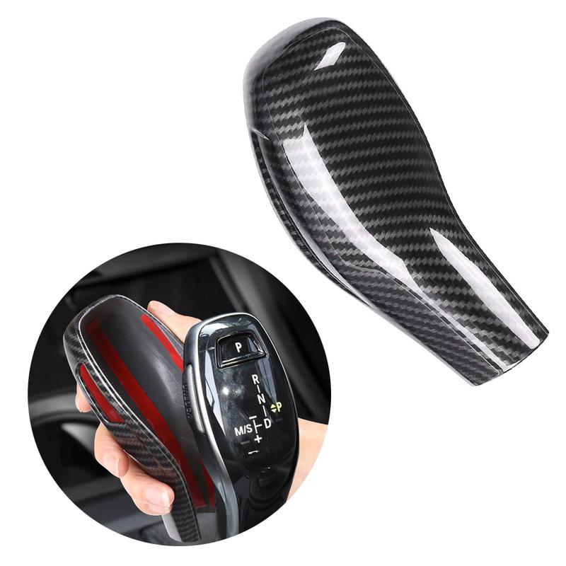 For BMW X1 F48 X2 F47  1 Series  2 Series Gran Tourer 2018- Carbon Fiber Style Gear Shift Knob Cover Trim