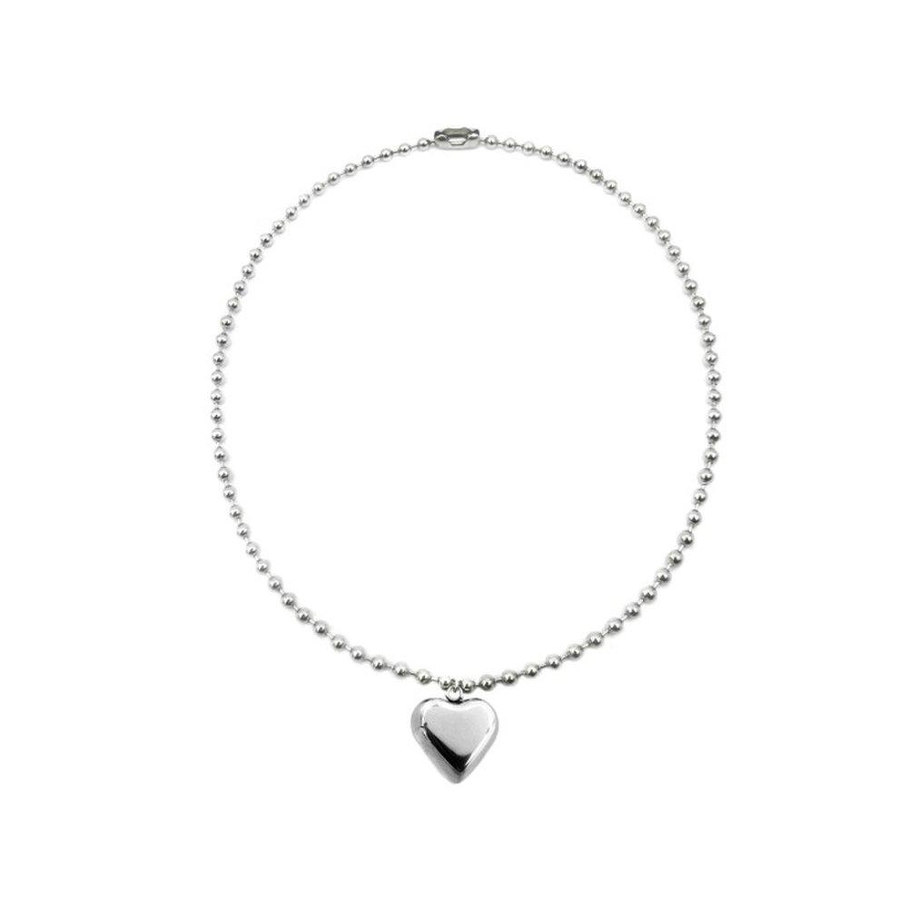 [Surgical] Bold Heart & Ball Chain Necklace