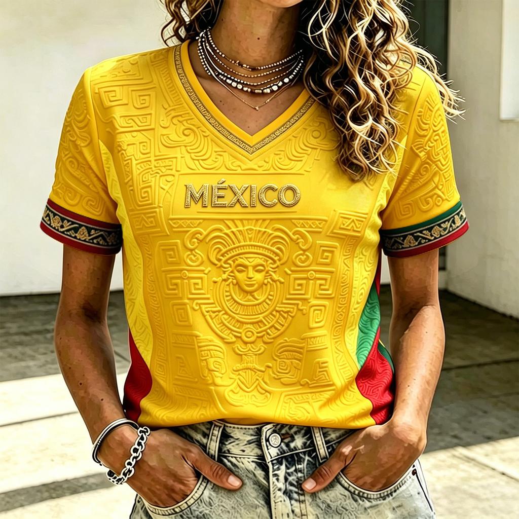 Women's Fashion Casual V-Neck Soccer Top for Everyday Wear