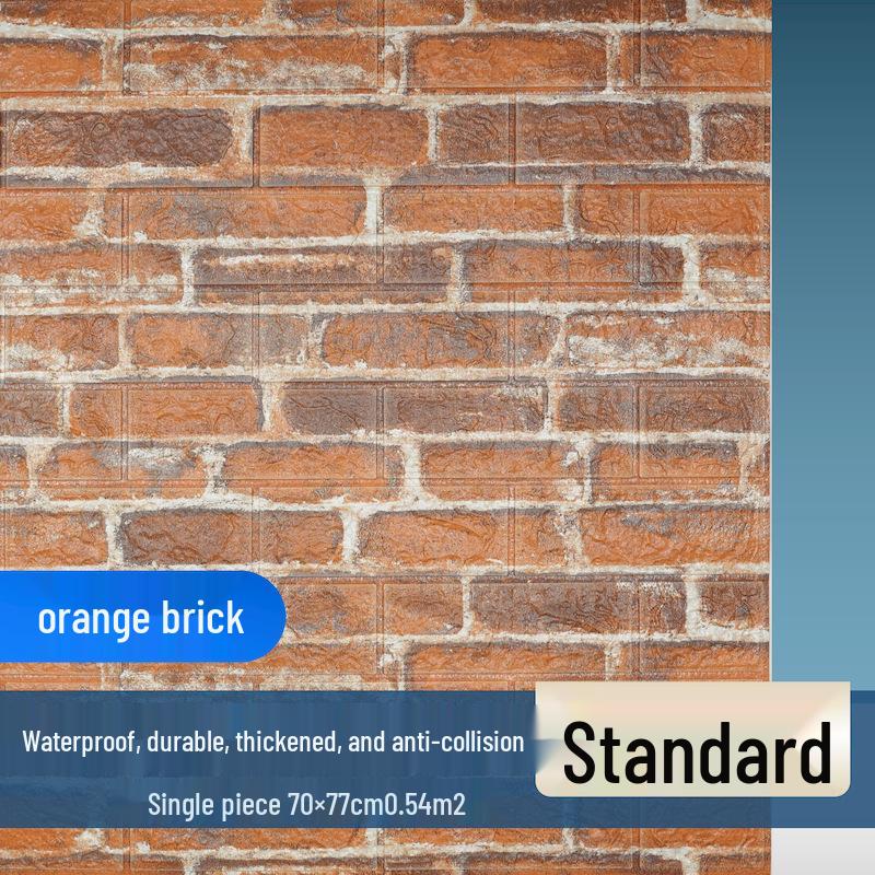 3D Brick Pattern Self-Adhesive Wallpaper: Waterproof, Moisture-Proof Decorative Sticker for Commercial & Antique Restaurant Wainscoting.