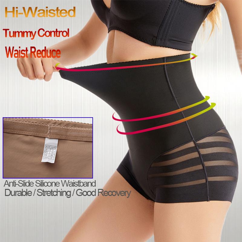 High Waist Tummy Control Panty Butt Lifter Body Shaper Waist Trainer See Through Briefs Slimming Underwear