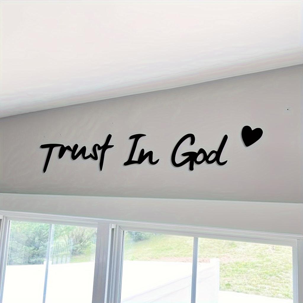 4pcs 2D Flat Unique Decorations-'rust In God' Home Wall Art,Christian Faith  Art,Religious Gift,Elegant Minimalist Design