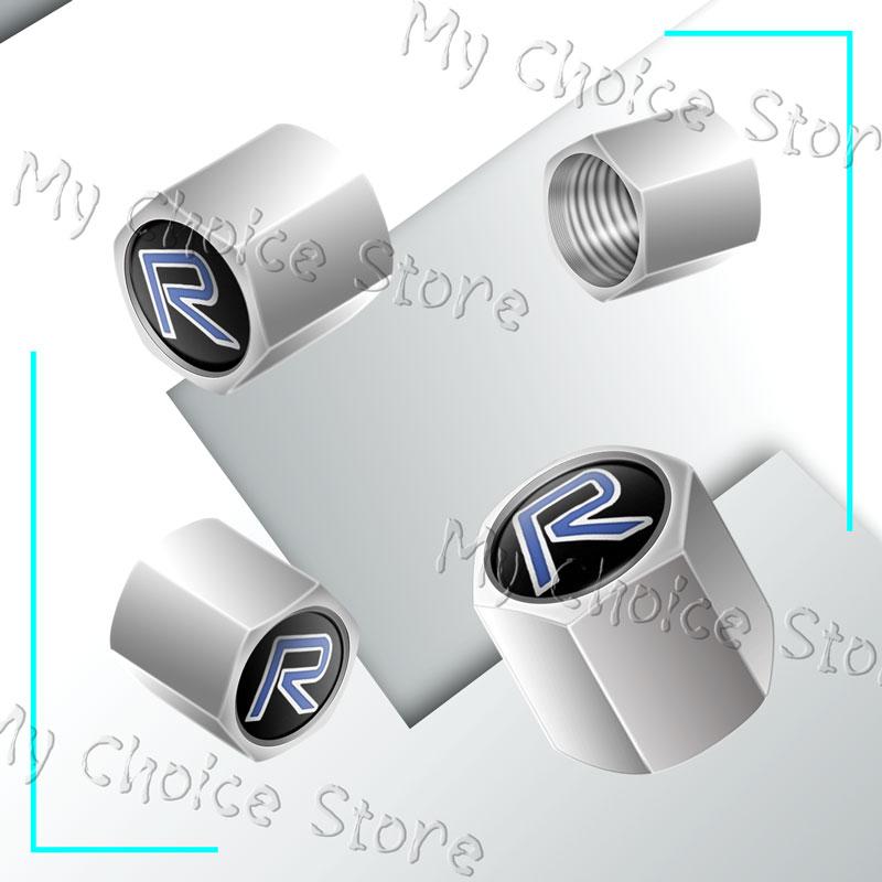 

4Pcs R Design Logo Emblem Metal Car Tire Valve Caps Wheel Stem Air Dust Covers For Volvo V40 V60 XC40 XC60 XC90 C30 Accessories
