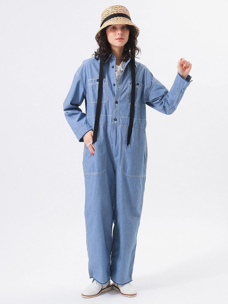 Beams Boy Women's Chambray Stencil All-in-One, CHAMBRAY_BLUE, FREE, 13170159791