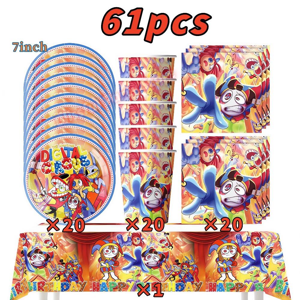 Amazing Birthday Decorations Digitaled Circus Tableware Plate Cup Napkin for Kids Party Photo Props Baby Shower Party Supplies F