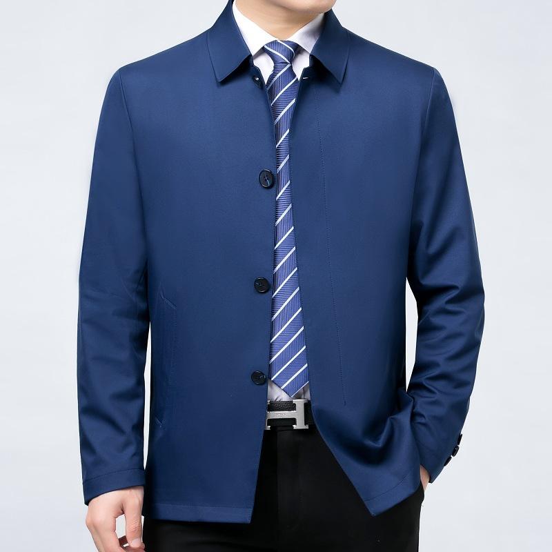 High-end Men's Mulberry Silk Jacket, Middle-aged Business Casual Spring and Autumn Lapel Jacket, High-end Dad Button Jacket