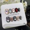 Handmade Press On Nail Punk Dark Cat Eye Hand-Painted Short Square Round Unisex Style Fake Nail Patch Artificial Nail Reusable