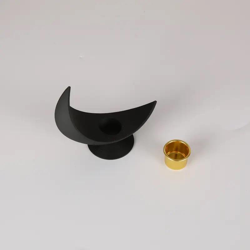 Vintage Gothic Schwarzer Halbmond Kerzenhalter 3D-gedruckter Mond Kerzenständer Schaffen Sie eine romantische Atmosphäre Heimdekoration