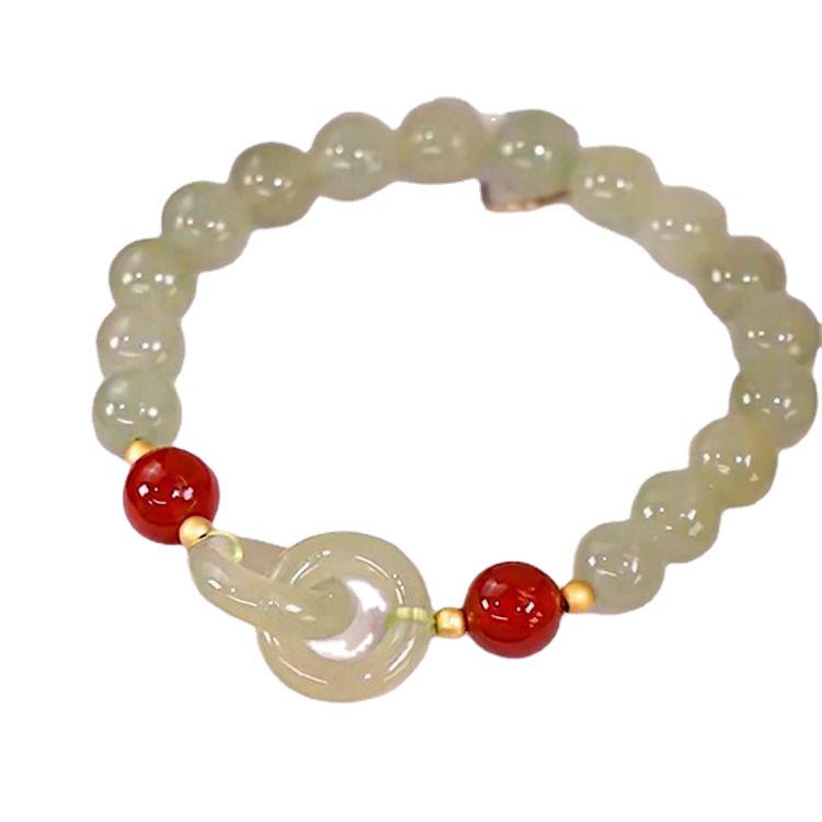 Trendy Seamless Interlocking Hetian Jade & Red Agate Bracelet - Elegant Gift for Friend