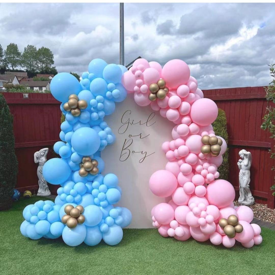 

Розово-голубой набор цепочки из воздушных шаров для определения пола ребенка Мальчики и девочки Декоративные шары для вечеринки по случаю дня рождения Set as shown