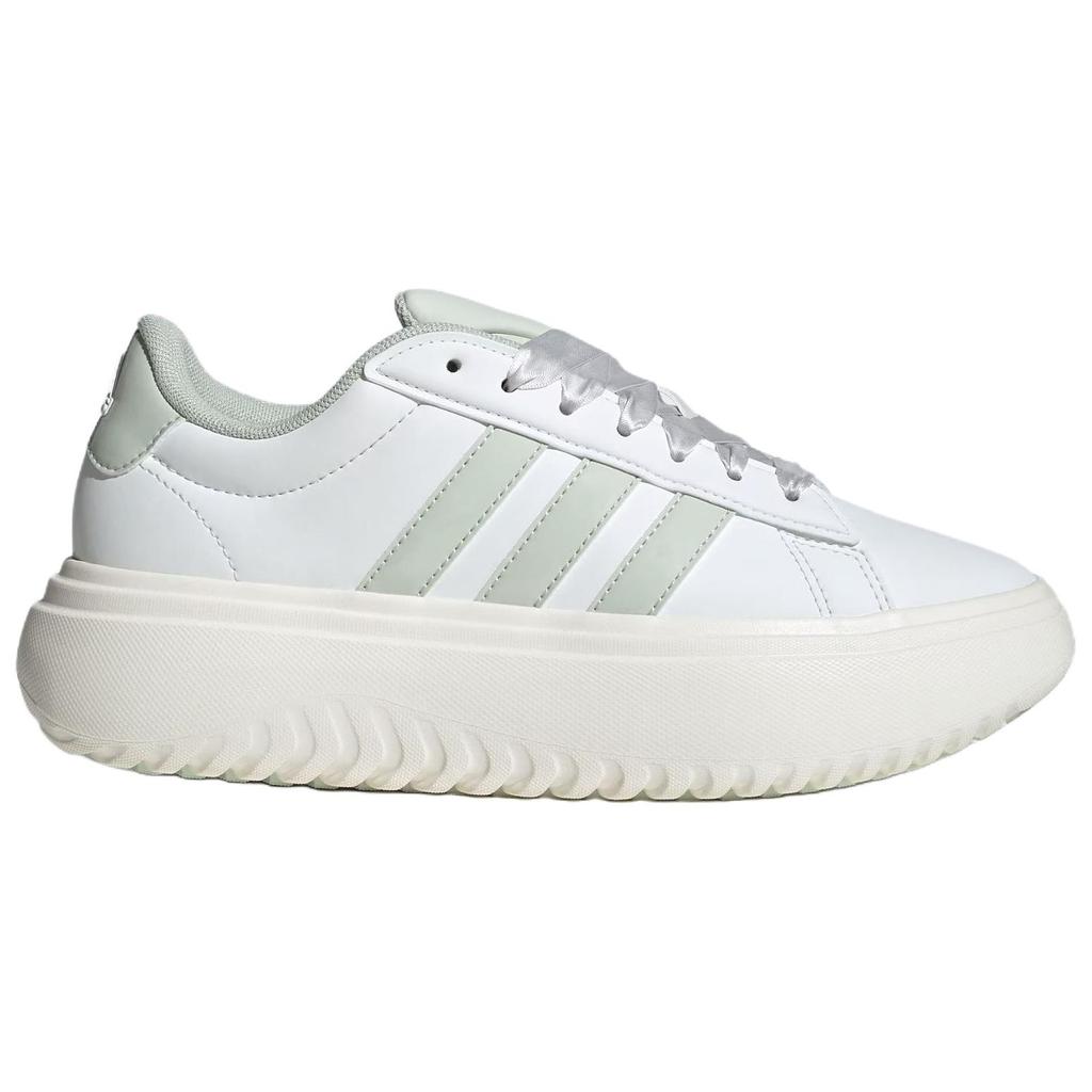Adidas GRAND COURT PLATFORM Abrasion Resistant Low Top Tennis Shoes Women's Crystal White Sneakers JR0705