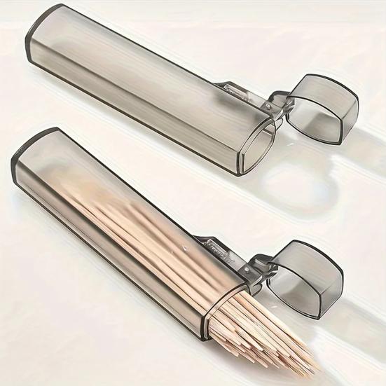 Boîte de Rangement Transparente et Portable pour Cure-dents, Support Distributeur Polyvalent pour Coton-tiges, Mini Organisateur de Cure-dents, Récipient pour Voyage en Extérieur