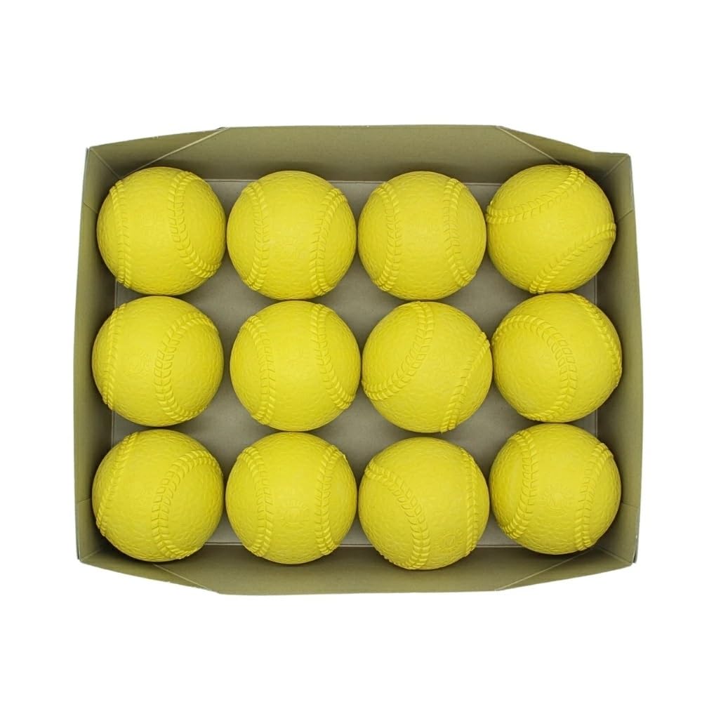 Bolas de Treino de Beisebol Naigai Soft, Tamanho M, Amarelo, 1 Dúzia (12 bolas)