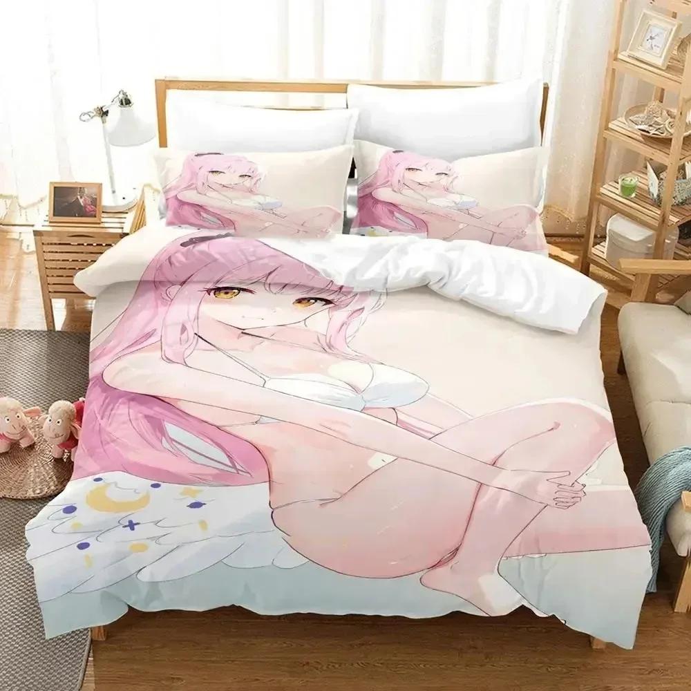 Anime Misono Mika Blue Archive Bedding Set Printed Bed Set With Pillowcase Bed Duvet Cover Soft Queen King Size Bedclothes Home