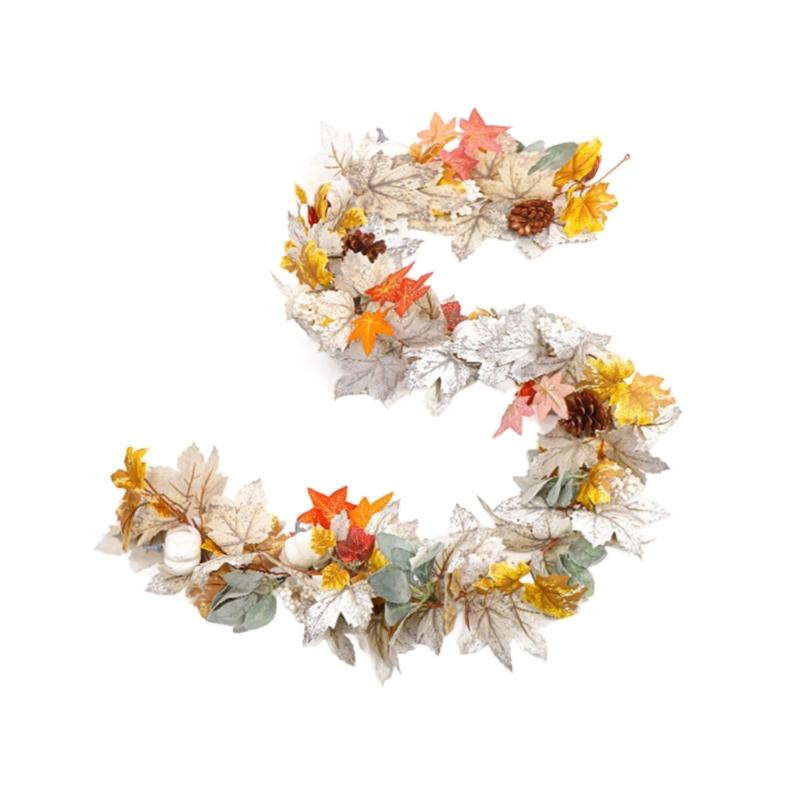 Durable Faux Maples Vine Wreath With Realistic Silk Leaves For Whole Year Wall Door Window Decoration