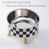 Stainless Steel Elevated Pet Bowl With Non Slip Base Checkered Design For Dogs Cats Durable Anti Corrosion Easy Clean Modern Home Decor