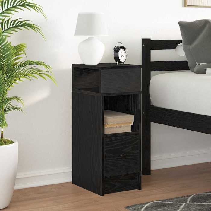 VidaXL Bedside Table with Drawer Black 25x31x66 Cm, Side Table, Bedside Cabinet, Side Table for the Bedroom, Table 858616