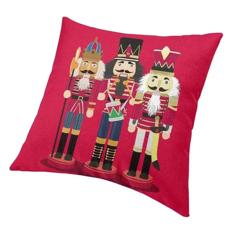 Nutcracker Soldier Toy Christmas Gift Cushion Cover Sofa Home Decorative Square Pillow Case 45X45Cm