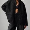 European Gold Thread Sequin Stand Collar Loose Jacket