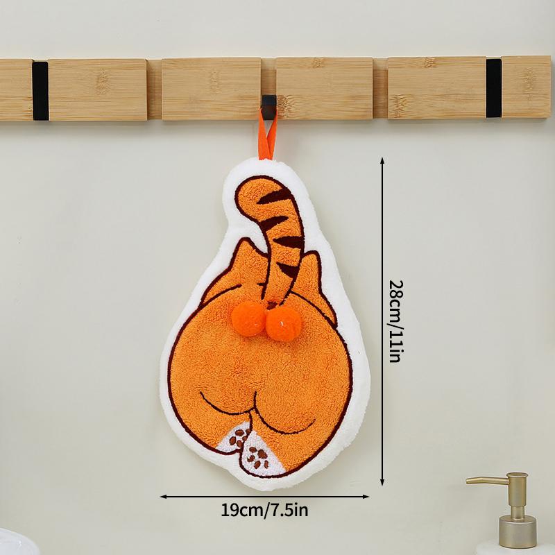 Funny Cat Hand Towel Cute Hanging Towel for Bathroom Kitchen Wipe Cloth Absorbent Cleaning Cloth Accessories Kids Towels
