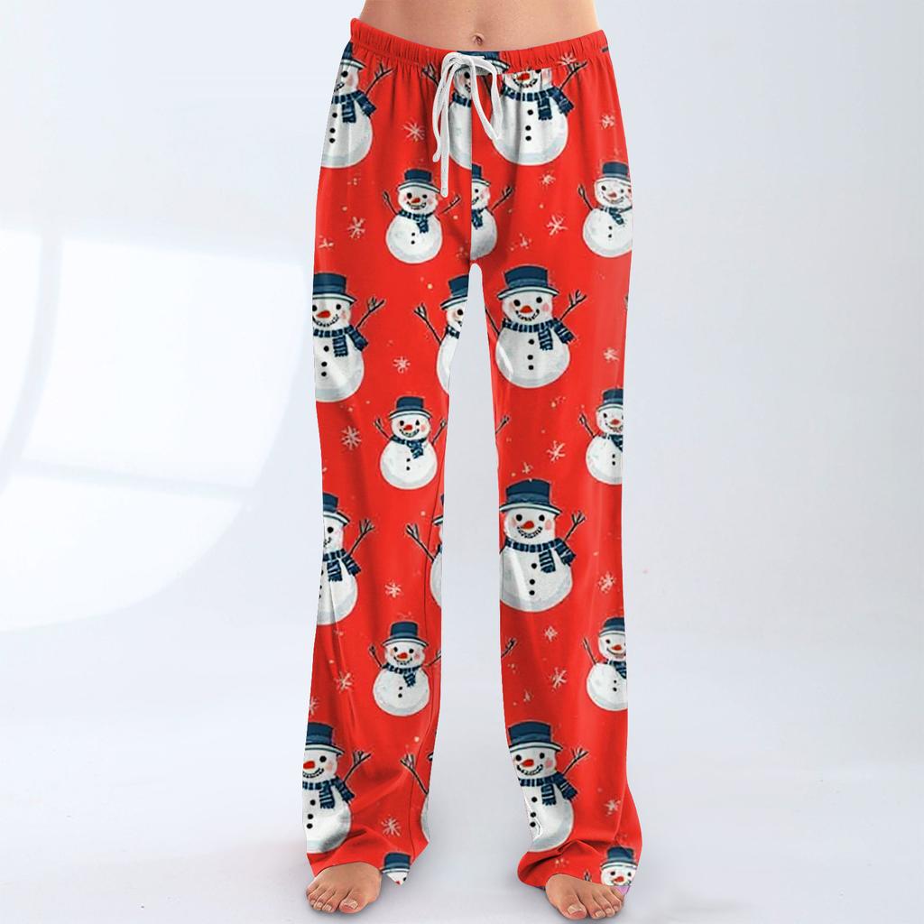 Women's Casual Fashion Christmas Printed Trousers Plush Casual Pants