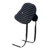 Solid Color Women Striped Fisherman Hat Ribbon Sunshade Hat Casual Bucket Hat  Beach