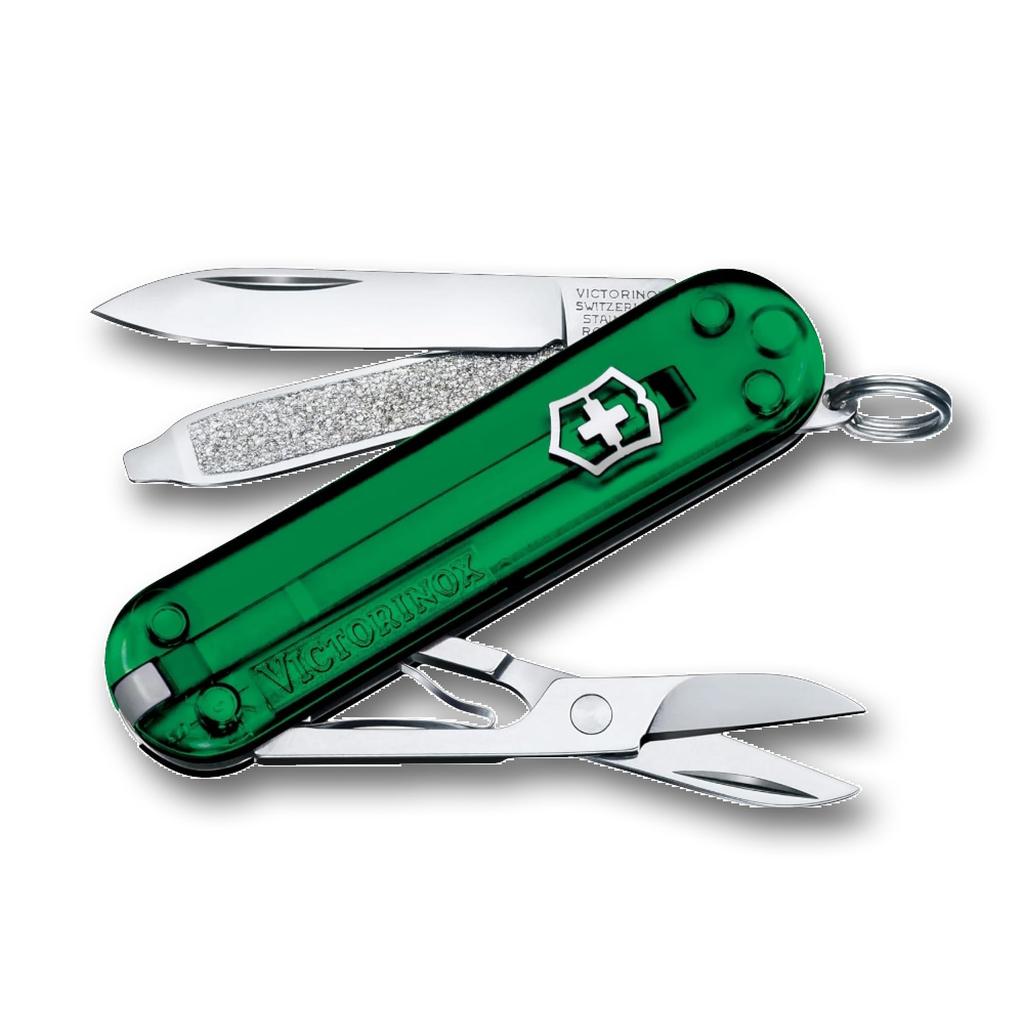 VICTORINOX Classic SD Classic Colors Green Trancelucent Swiss Army Disaster Preparedness Outdoor Flathead Nail Compact and Equipped with 10 Perfect As
