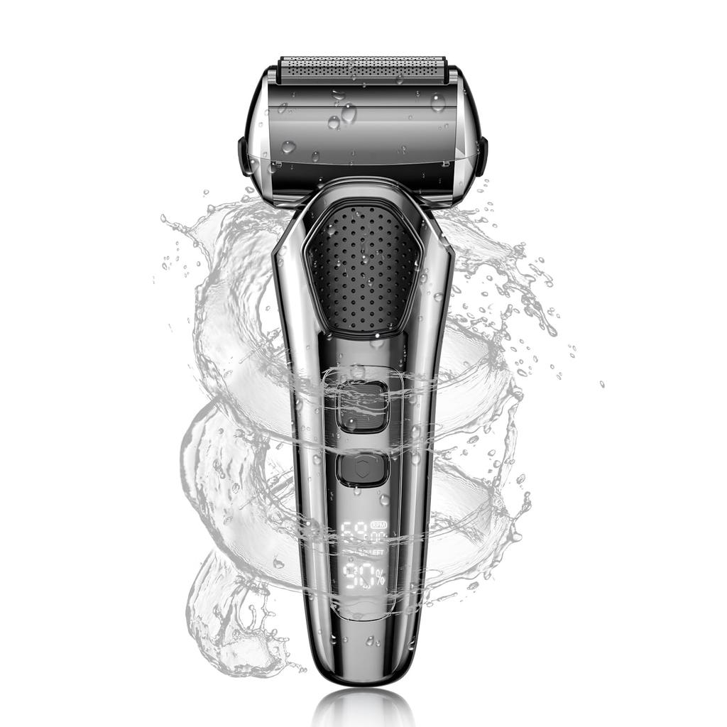 Boppon Electric Shaver with LED Remaining Hair Level Close Locking Low Beard IPX7 Perfect for Wet and Dry Perfect for Business or Car Includes