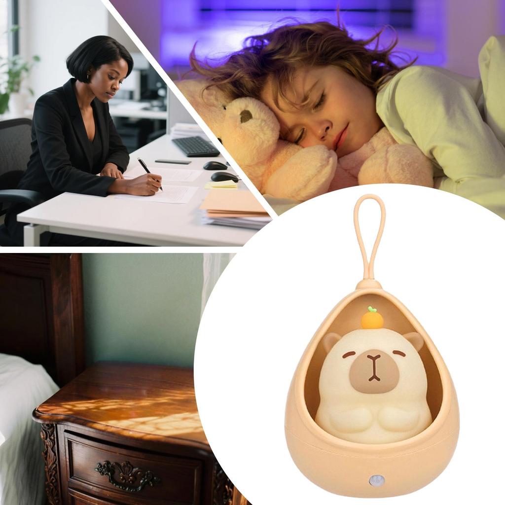 Animal Night Light Capybara Room Decor Rechargeable Squishy Auto-Sensing Ornament Lighting For Nursery Desk Bedroom Kids Toddler