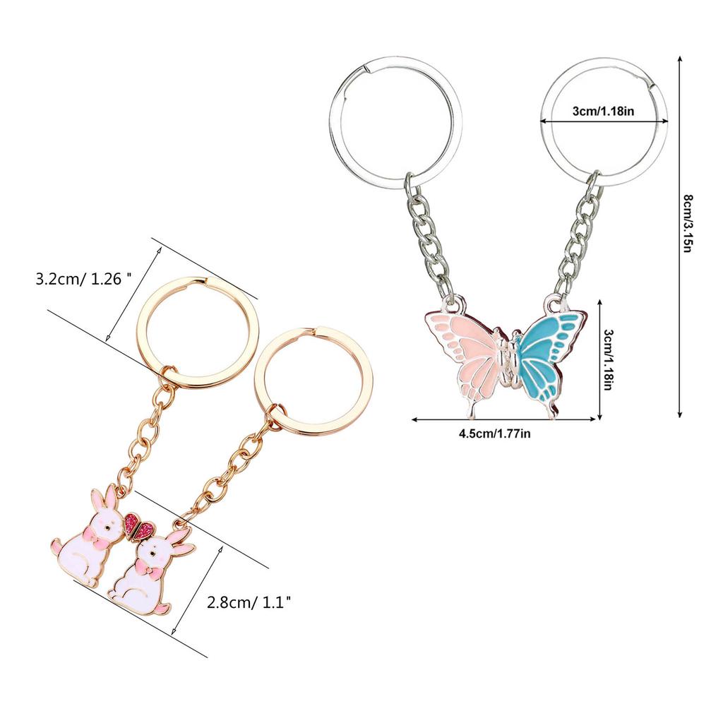 2 Pieces Cute Animal Keychain Set Magnetic Keychains Alloy Material Fashion Bag Pendant Trendy Bag Charm for Kids Girls