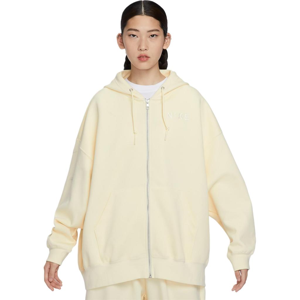 Nike Solid Color Casual Hooded Zip Jacket Women Jackets Coconut-Milk HF0422-113