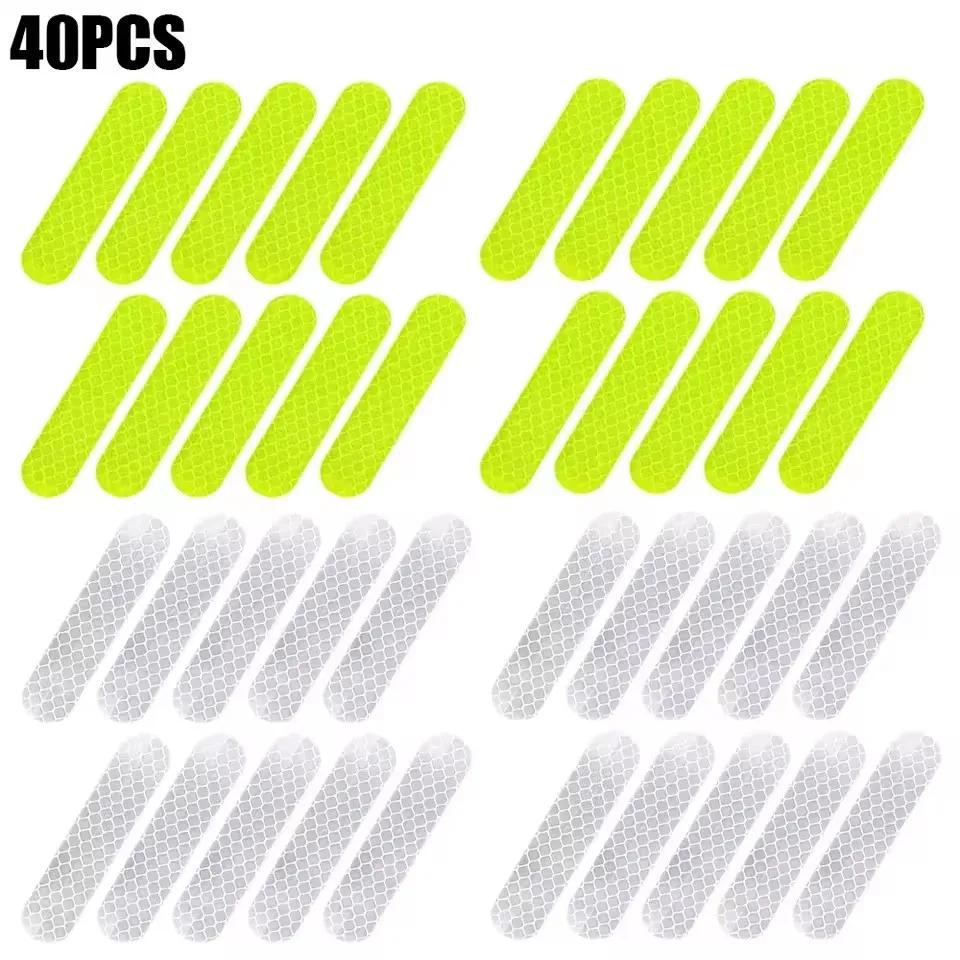 10/40/80PCS Night Reflective Strip Warning Stickers Waterproof High Visibility Reflector Tape for Car Motorcycle Helmet Bicycle
