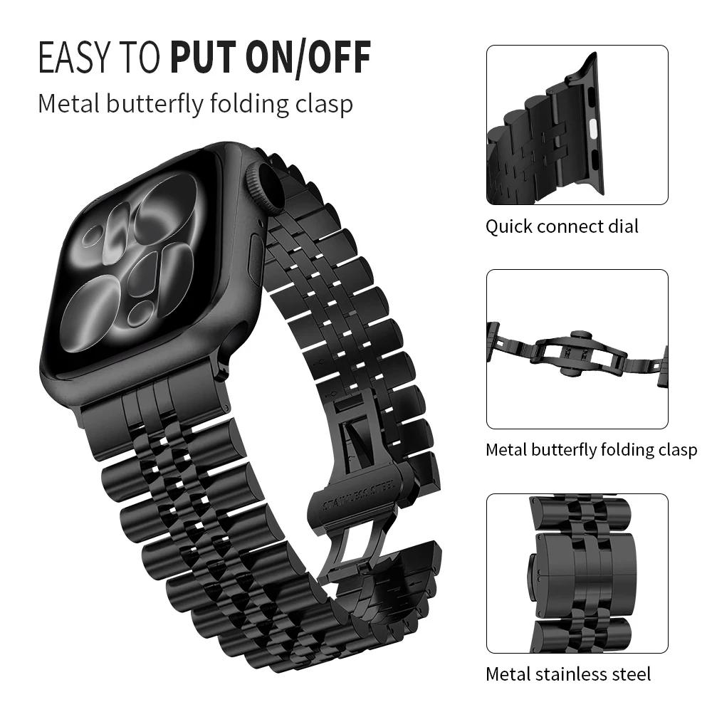Metal Strap For Apple Watch Ultra 3/2 49mm 11/10 42/46mm 9 8 7 45/41mm Stainless Steel Bracelet Wristband iwatch 6 5 SE3 44/40mm